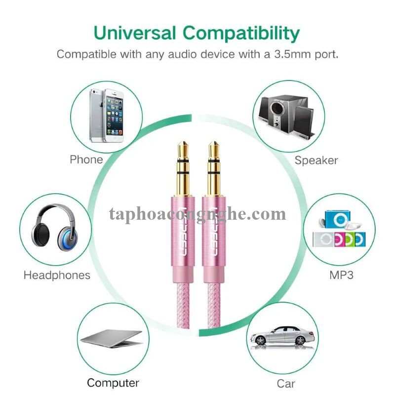 Ugreen 30817 3M màu Hồng Cáp âm thanh 2 đầu 3.5mm dương AV112 30030817